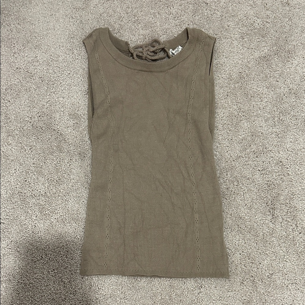 Free People Olive Green Open Back Top